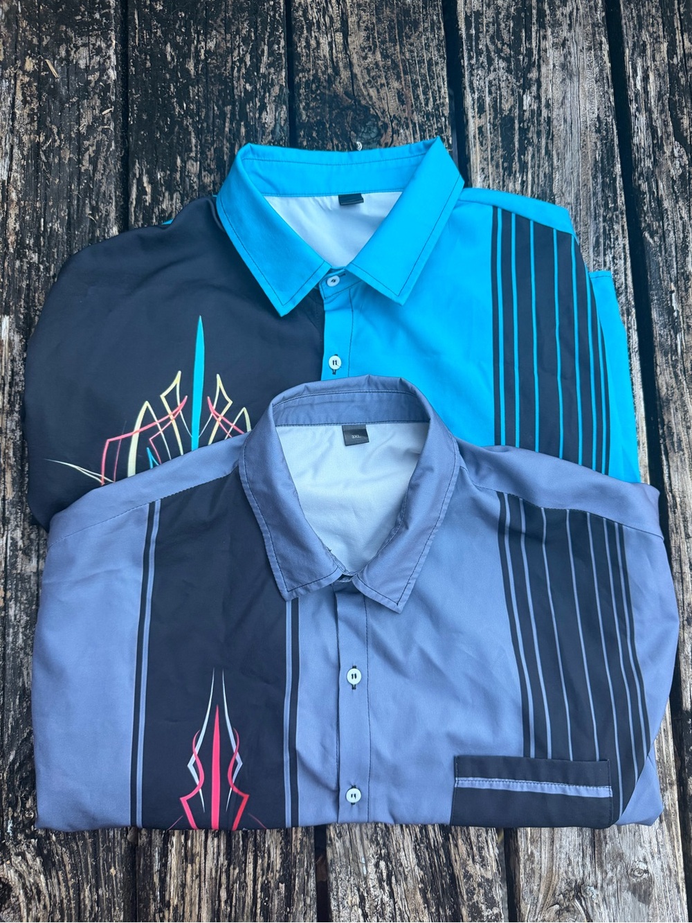 Eleven Oasis (Lot of 2) 3XL Automotive Stripe Short Sleeve Button Up Shirts F9